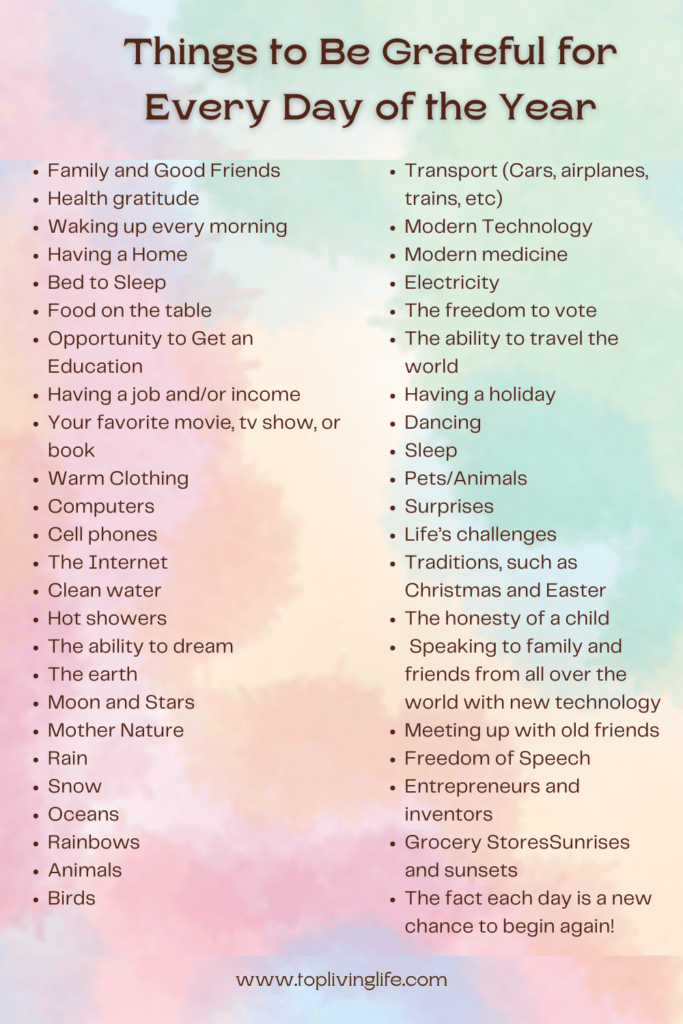 60 Things to Be Grateful for Every Day of the Year | Top Living Life